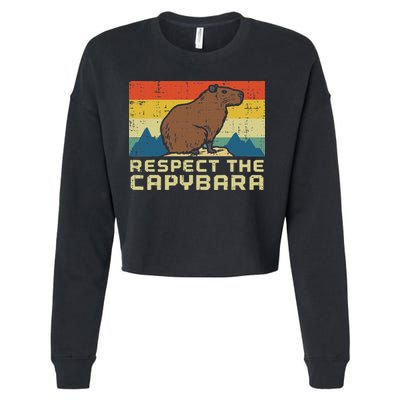 Respect The Capybara Retro Capy Rodent Animal Women Cropped Pullover Crew