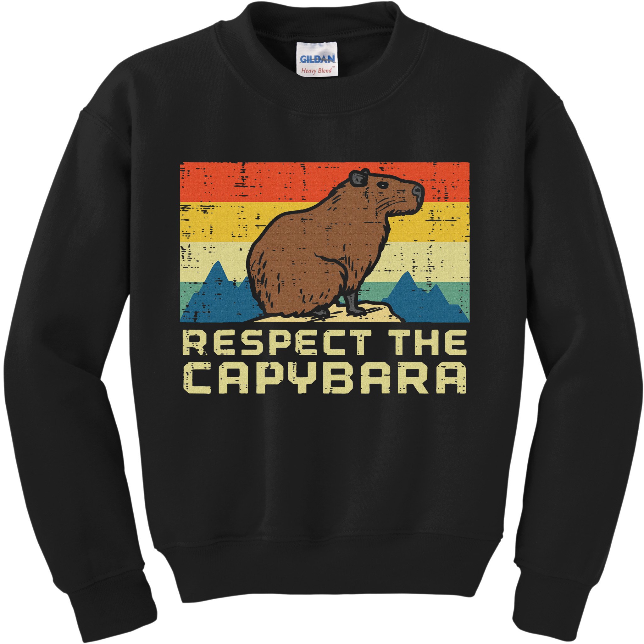 Respect The Capybara Retro Capy Rodent Animal Women Kids Sweatshirt