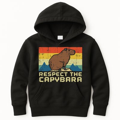 Respect The Capybara Retro Capy Rodent Animal Women Kids Hoodie