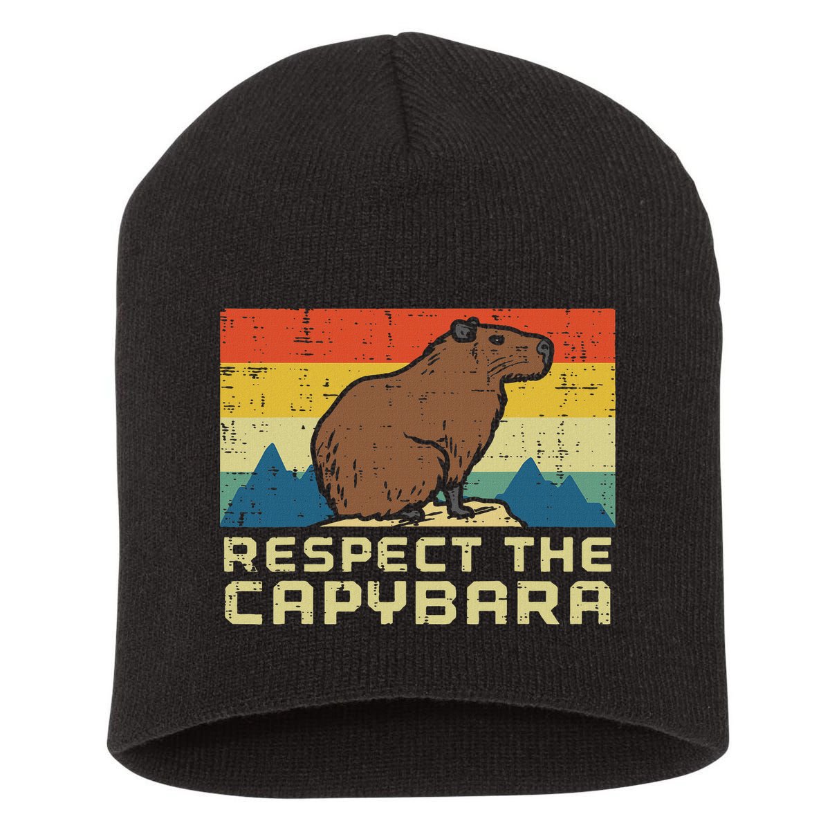 Respect The Capybara Retro Capy Rodent Animal Women Short Acrylic Beanie