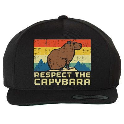 Respect The Capybara Retro Capy Rodent Animal Women Wool Snapback Cap