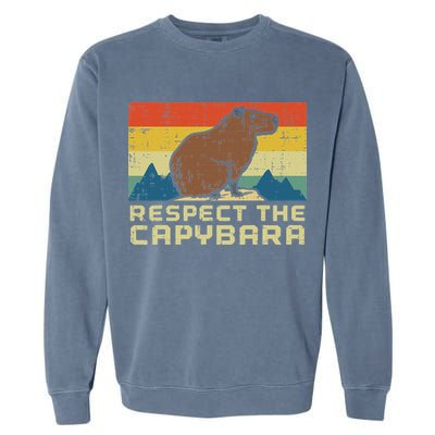Respect The Capybara Retro Capy Rodent Animal Women Garment-Dyed Sweatshirt