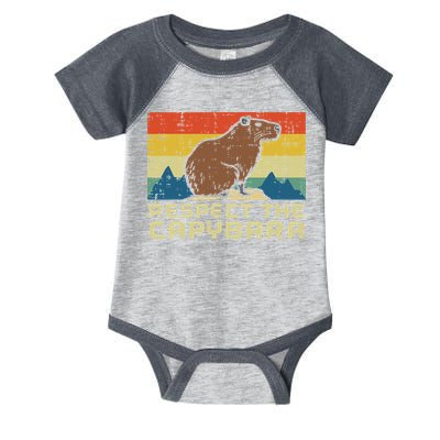 Respect The Capybara Retro Capy Rodent Animal Women Infant Baby Jersey Bodysuit