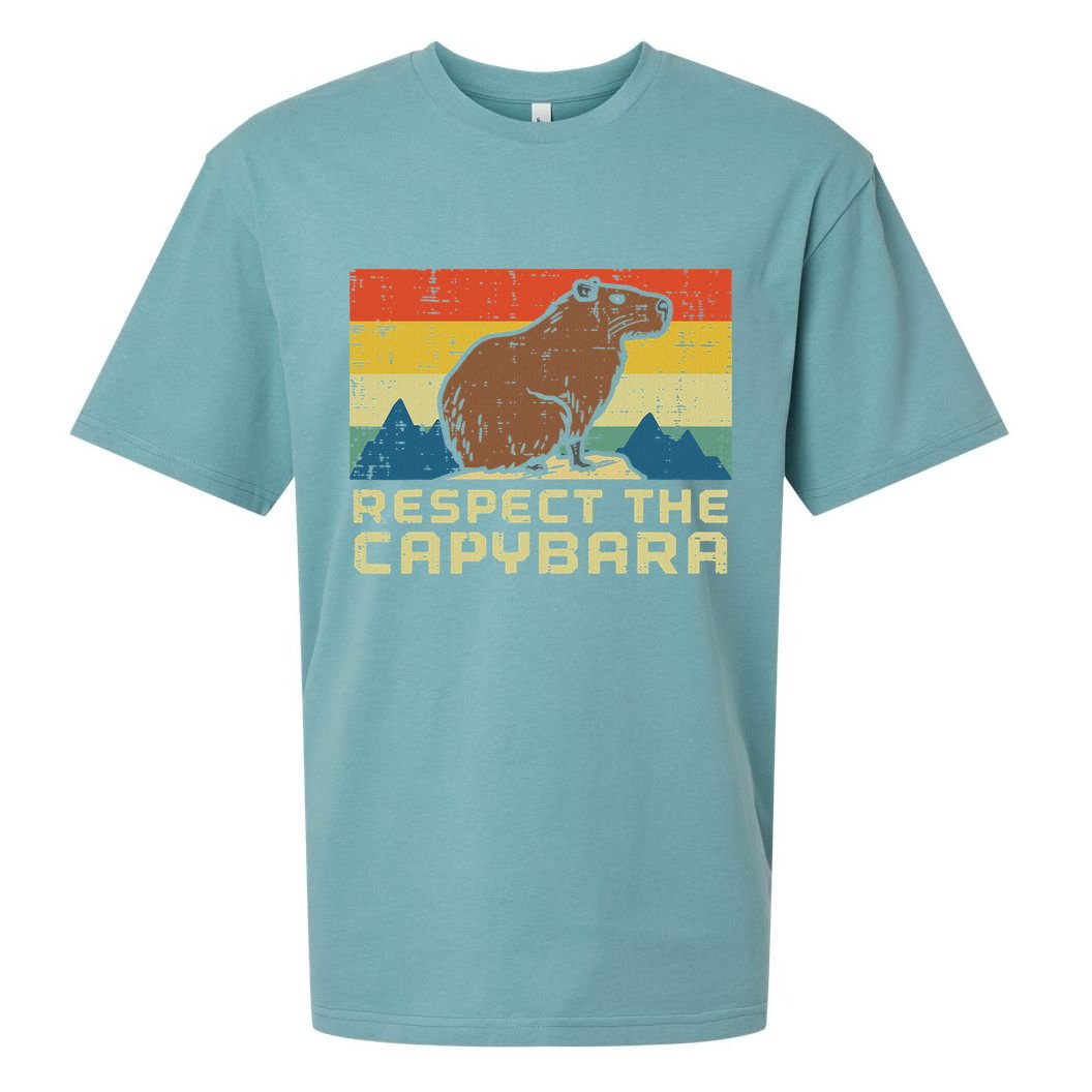 Respect The Capybara Retro Capy Rodent Animal Women Sueded Cloud Jersey T-Shirt
