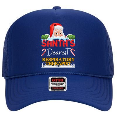 Respiratory Therapist Christmas Job Work Profession Santa Cl High Crown Mesh Back Trucker Hat