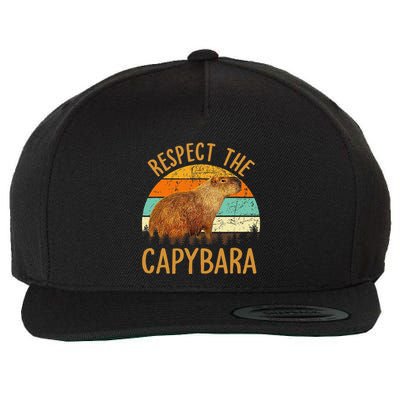 Respect The Capybara Animal Funny Capybara Lover Wool Snapback Cap