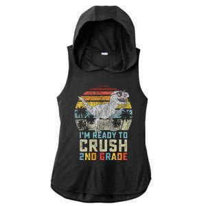 Ready To Crush Second 2nd Grade Dinosaur Back To School Ladies PosiCharge Tri-Blend Wicking Draft Hoodie Tank