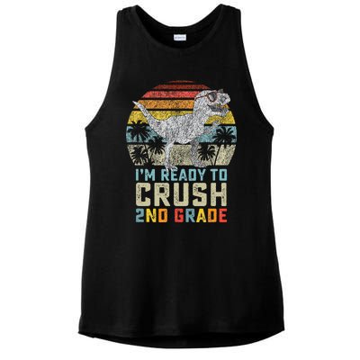 Ready To Crush Second 2nd Grade Dinosaur Back To School Ladies PosiCharge Tri-Blend Wicking Tank