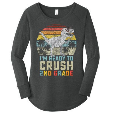 Ready To Crush Second 2nd Grade Dinosaur Back To School Women's Perfect Tri Tunic Long Sleeve Shirt