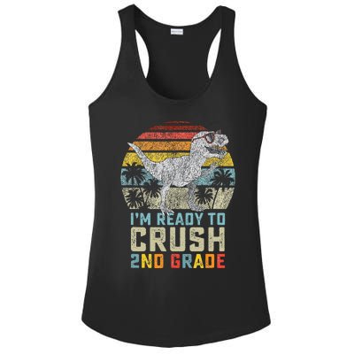 Ready To Crush Second 2nd Grade Dinosaur Back To School Ladies PosiCharge Competitor Racerback Tank