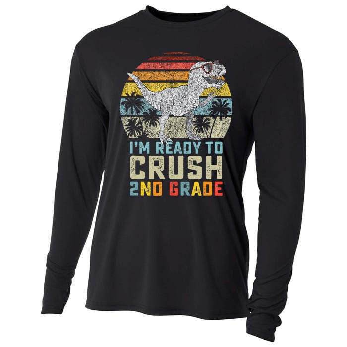 Ready To Crush Second 2nd Grade Dinosaur Back To School Cooling Performance Long Sleeve Crew