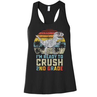 Ready To Crush Second 2nd Grade Dinosaur Back To School Women's Racerback Tank