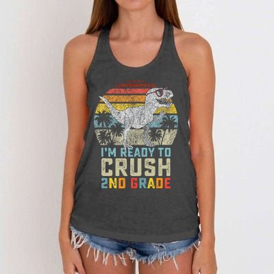 Ready To Crush Second 2nd Grade Dinosaur Back To School Women's Knotted Racerback Tank