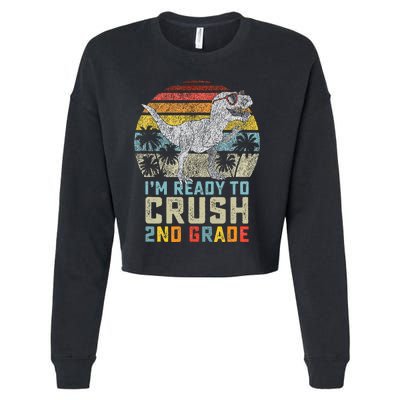 Ready To Crush Second 2nd Grade Dinosaur Back To School Cropped Pullover Crew