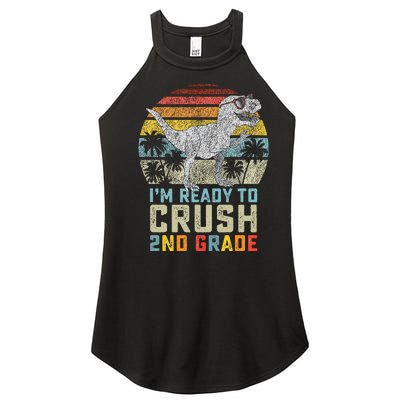 Ready To Crush Second 2nd Grade Dinosaur Back To School Women's Perfect Tri Rocker Tank