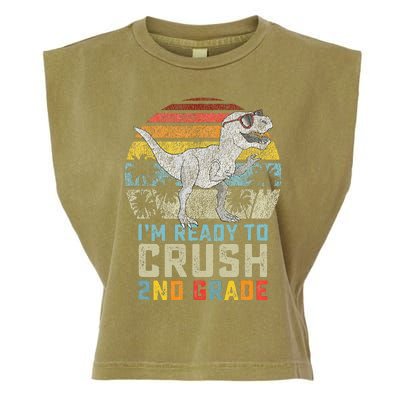 Ready To Crush Second 2nd Grade Dinosaur Back To School Garment-Dyed Women's Muscle Tee