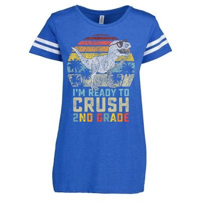 Ready To Crush Second 2nd Grade Dinosaur Back To School Enza Ladies Jersey Football T-Shirt