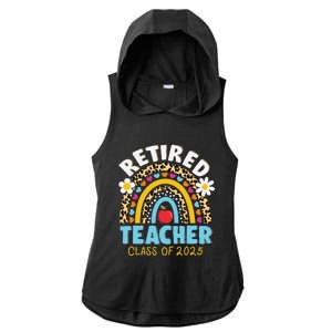 Retired Teacher Class Of 2025 Rainbow Teachers Retirement Ladies PosiCharge Tri-Blend Wicking Draft Hoodie Tank