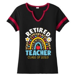 Retired Teacher Class Of 2025 Rainbow Teachers Retirement Ladies Halftime Notch Neck Tee