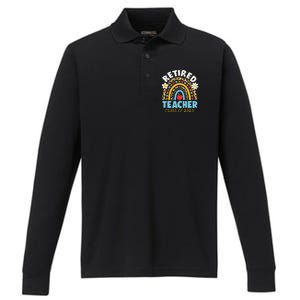 Retired Teacher Class Of 2025 Rainbow Teachers Retirement Performance Long Sleeve Polo