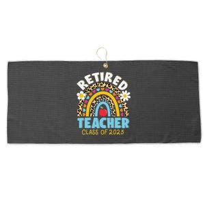 Retired Teacher Class Of 2025 Rainbow Teachers Retirement Large Microfiber Waffle Golf Towel