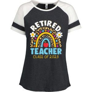 Retired Teacher Class Of 2025 Rainbow Teachers Retirement Enza Ladies Jersey Colorblock Tee