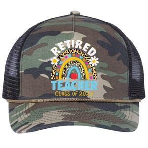 Retired Teacher Class Of 2025 Rainbow Teachers Retirement Retro Rope Trucker Hat Cap