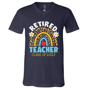 Retired Teacher Class Of 2025 Rainbow Teachers Retirement V-Neck T-Shirt