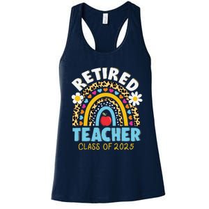 Retired Teacher Class Of 2025 Rainbow Teachers Retirement Women's Racerback Tank