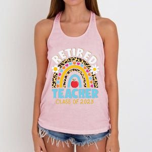 Retired Teacher Class Of 2025 Rainbow Teachers Retirement Women's Knotted Racerback Tank