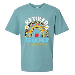 Retired Teacher Class Of 2025 Rainbow Teachers Retirement Sueded Cloud Jersey T-Shirt