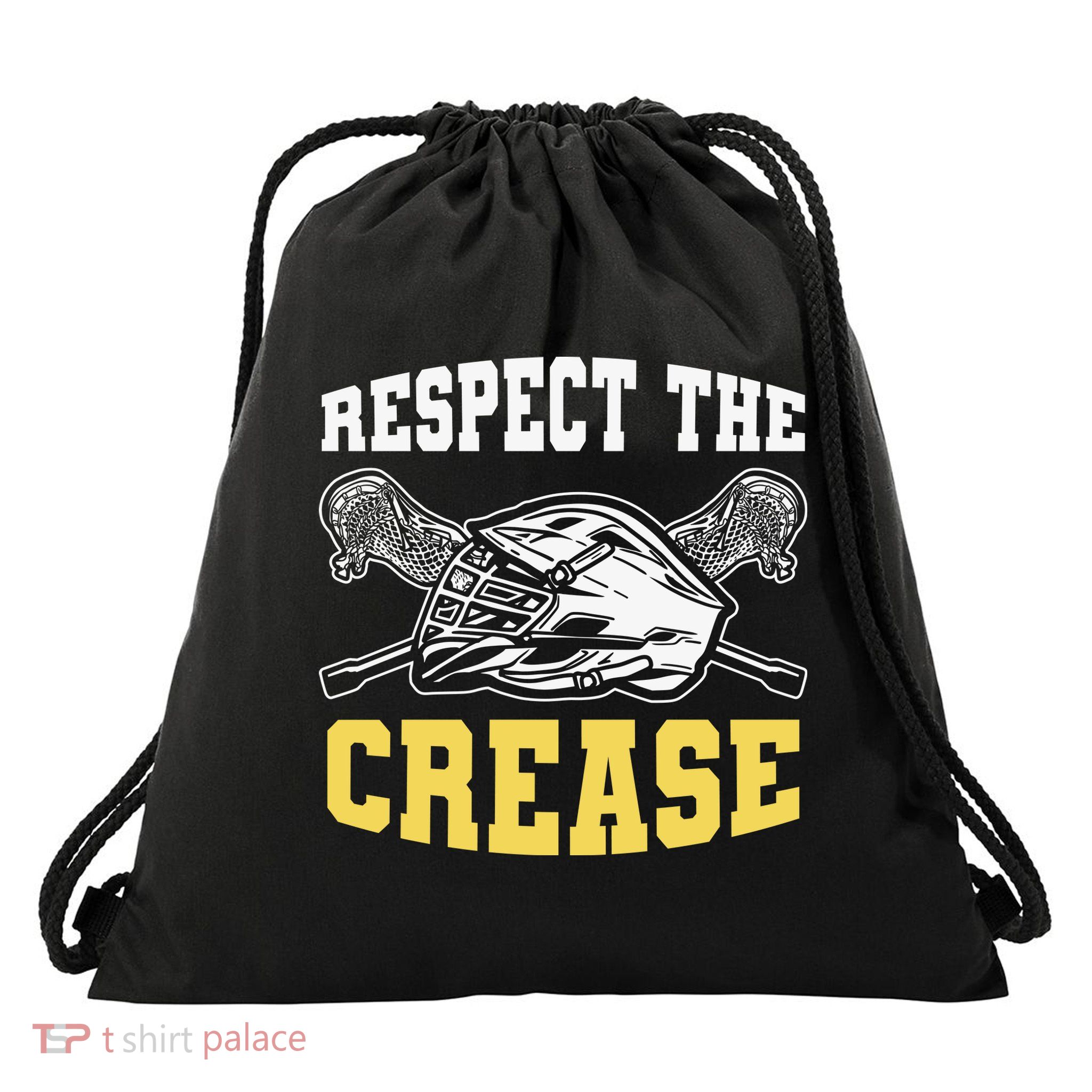 Respect The Crease Lacrosse Goalie Lacrosse Plus Size Shirts For Men And Women Drawstring Bag