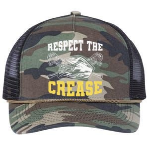 Respect The Crease Lacrosse Goalie Lacrosse Plus Size Shirts For Men And Women Retro Rope Trucker Hat Cap