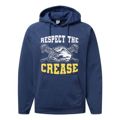 Respect The Crease Lacrosse Goalie Lacrosse Plus Size Shirts For Men And Women Performance Fleece Hoodie