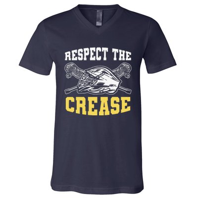 Respect The Crease Lacrosse Goalie Lacrosse Plus Size Shirts For Men And Women V-Neck T-Shirt