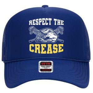 Respect The Crease Lacrosse Goalie Lacrosse Plus Size Shirts For Men And Women High Crown Mesh Back Trucker Hat