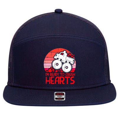 Ready To Crush Hearts Monster Truck Toddler Boys Valentine 7 Panel Mesh Trucker Snapback Hat