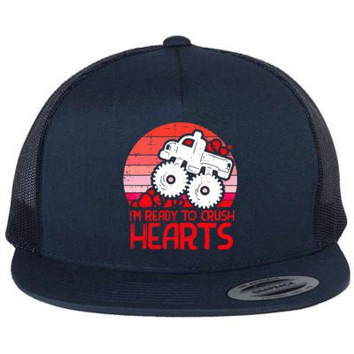 Ready To Crush Hearts Monster Truck Toddler Boys Valentine Flat Bill Trucker Hat