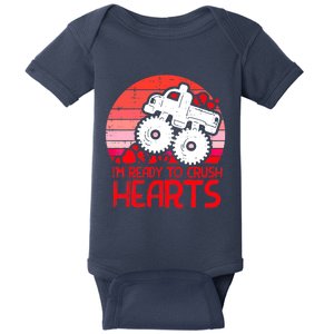 Ready To Crush Hearts Monster Truck Toddler Boys Valentine Baby Bodysuit