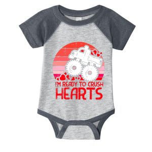 Ready To Crush Hearts Monster Truck Toddler Boys Valentine Infant Baby Jersey Bodysuit