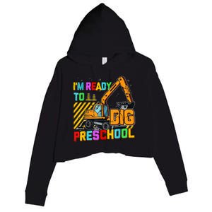 Ready To Dig Preschool Construction Back To School Men Boy Crop Fleece Hoodie