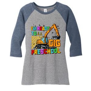 Ready To Dig Preschool Construction Back To School Men Boy Women's Tri-Blend 3/4-Sleeve Raglan Shirt