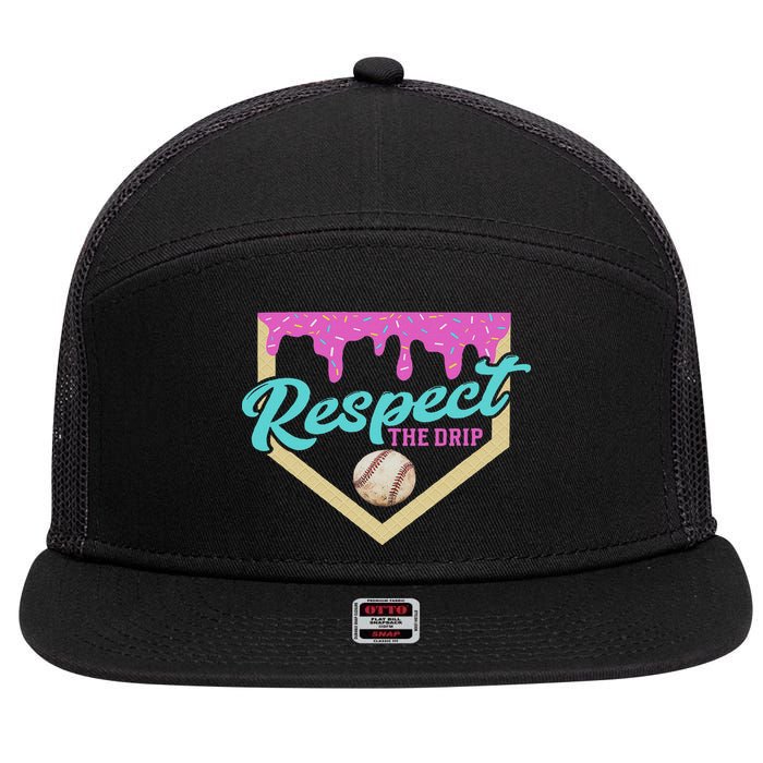 Respect The Drip Ice Cream Dripping 7 Panel Mesh Trucker Snapback Hat