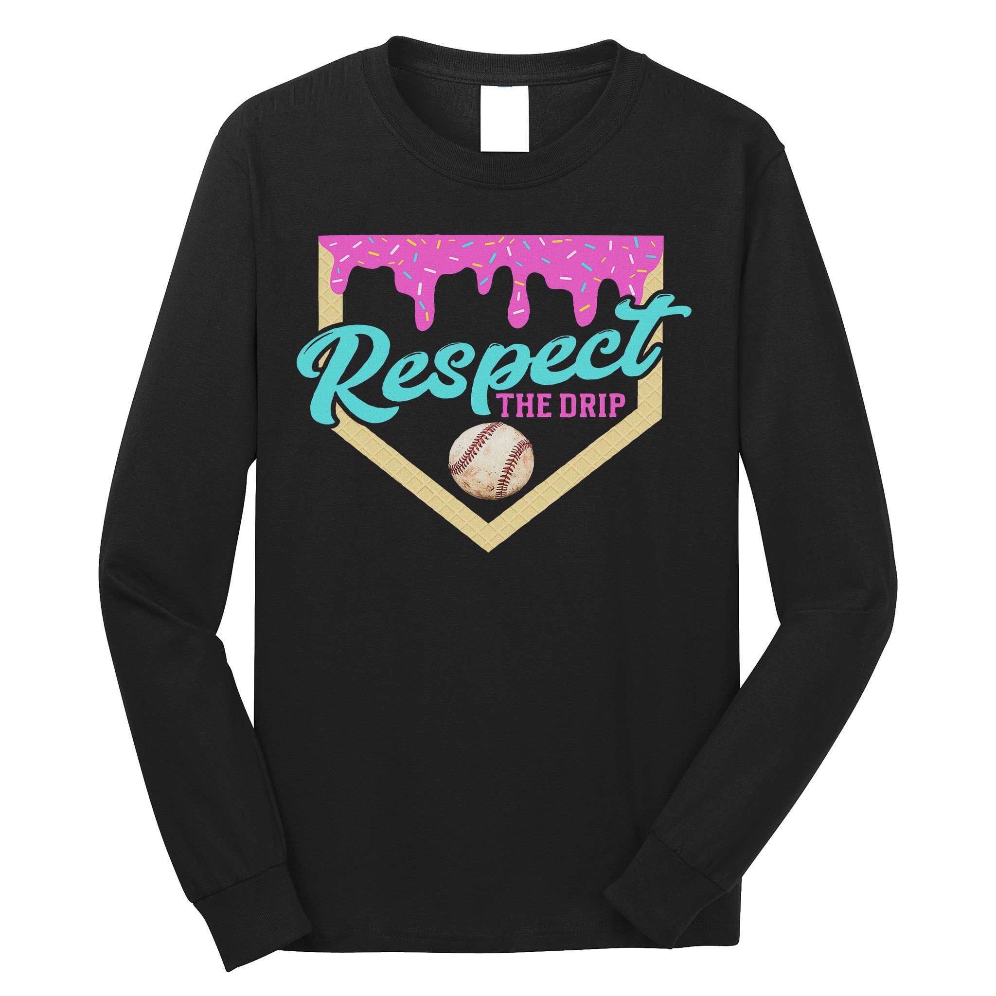 Respect The Drip Ice Cream Dripping Long Sleeve Shirt
