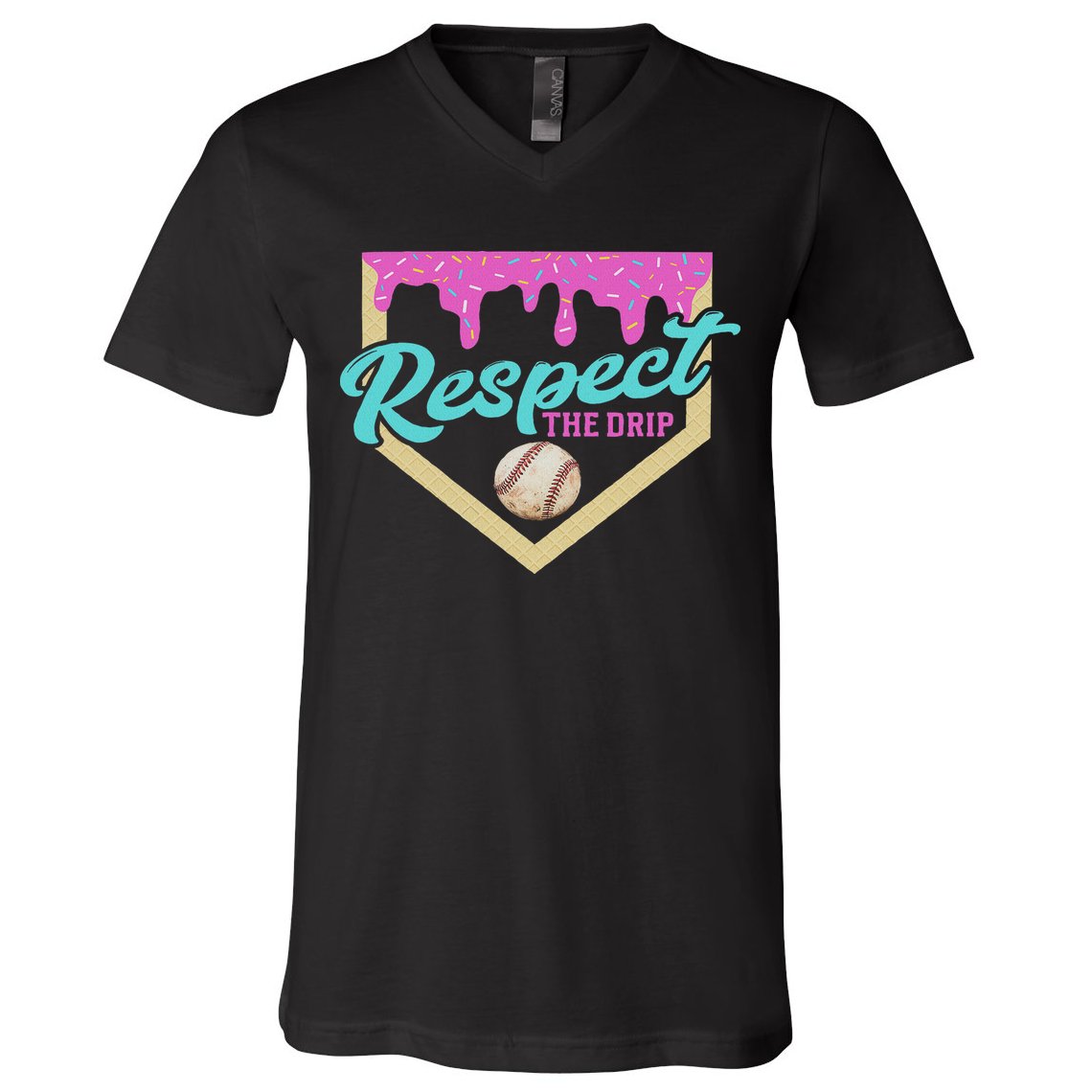 Respect The Drip Ice Cream Dripping V-Neck T-Shirt