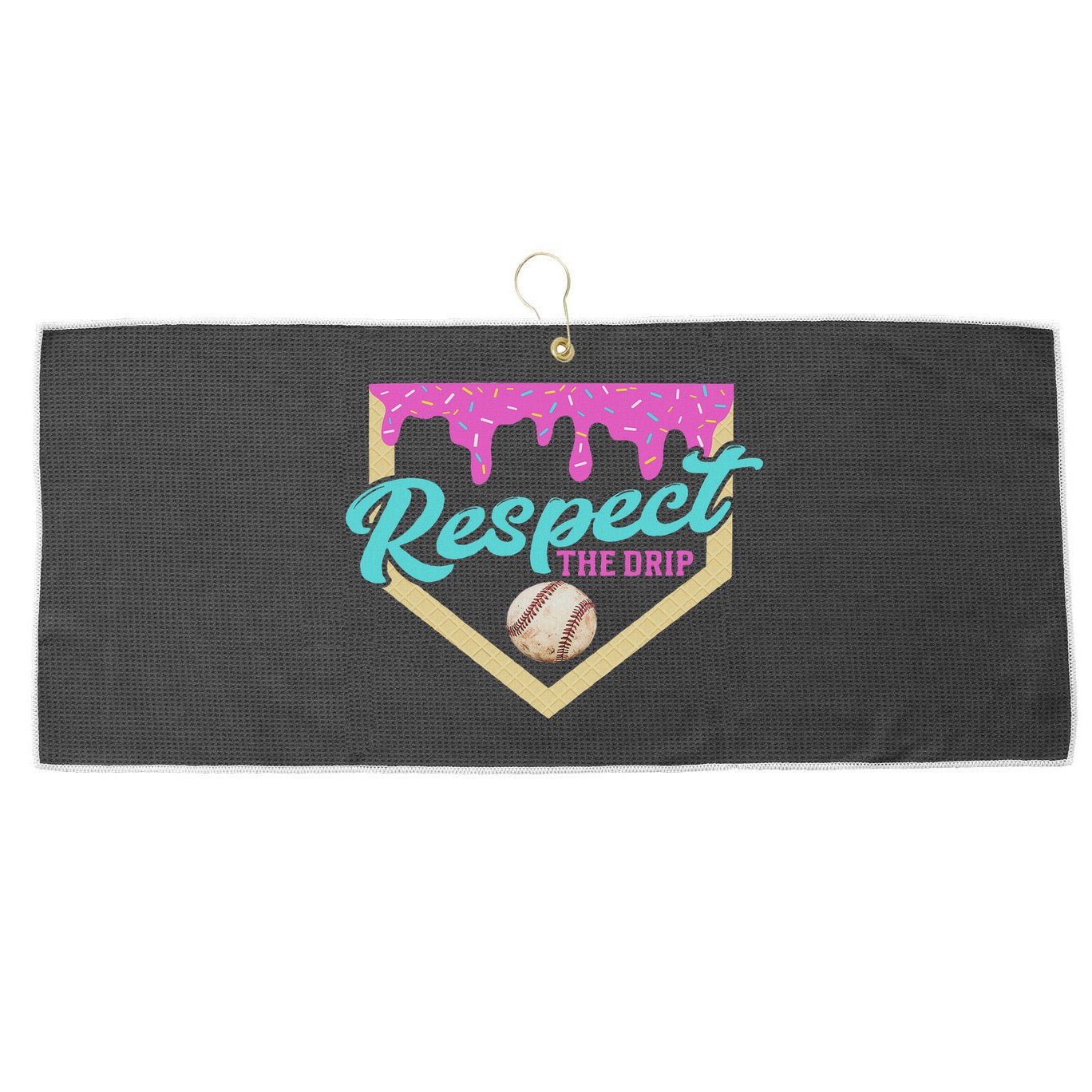 Respect The Drip Ice Cream Dripping Large Microfiber Waffle Golf Towel