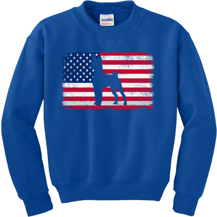 Rat Terrier Dog Lover 4th Of July Patriotic American Flag Cute Gift Kids Sweatshirt