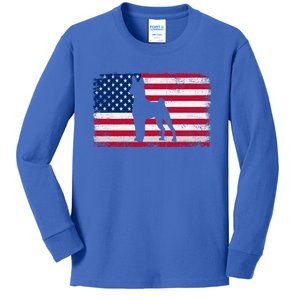 Rat Terrier Dog Lover 4th Of July Patriotic American Flag Cute Gift Kids Long Sleeve Shirt