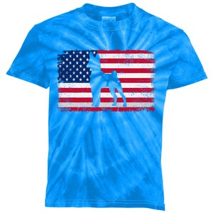 Rat Terrier Dog Lover 4th Of July Patriotic American Flag Cute Gift Kids Tie-Dye T-Shirt