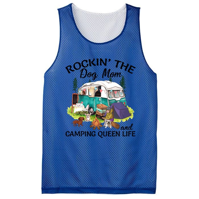 Rockin’ The Dog Mom And Camping Queen Life Mother’s Day Gift Meaningful Gift Mesh Reversible Basketball Jersey Tank